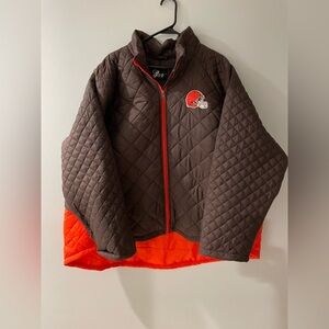 Cleveland Browns NFL brown and Orange Quilted Women's Puffer Jacket size 2XL